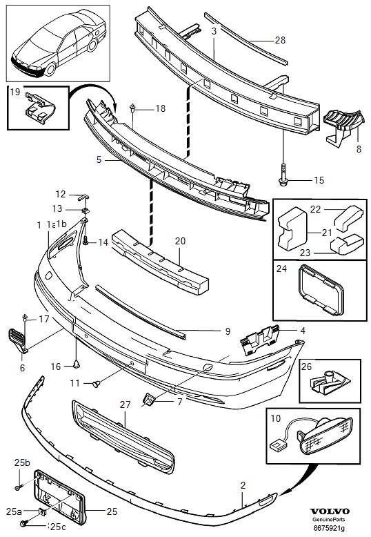 Diagram Front bumper for your 2000 Volvo S40   