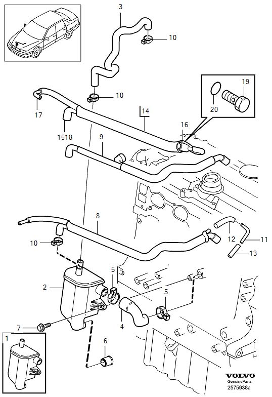 Diagram Crankcase ventilation for your Volvo V70  
