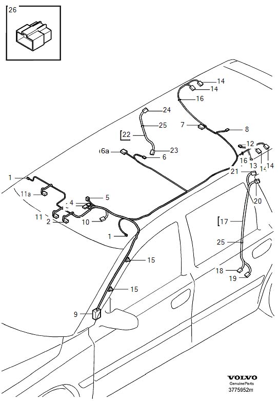 Diagram Cable harness, roof for your 2002 Volvo V70   