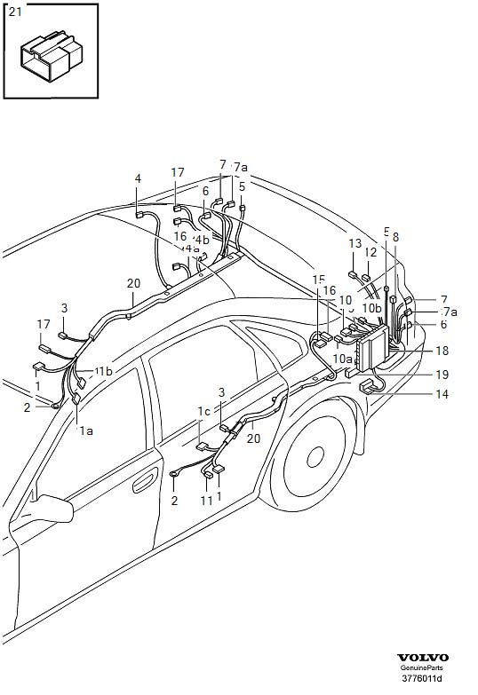 Diagram Cable harness, rear for your Volvo
