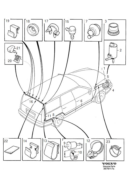 Diagram Rear window washer for your 2003 Volvo V70   