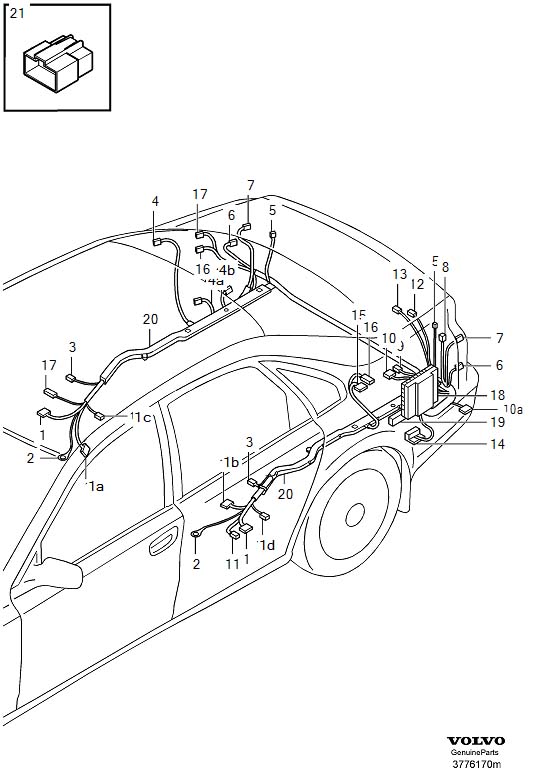 Diagram Cable harness, rear for your 2003 Volvo S40   