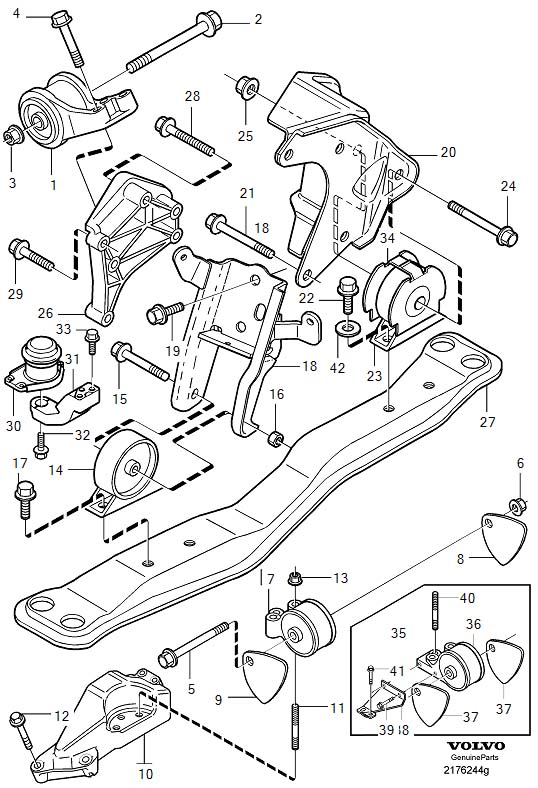 Diagram Engine mountings for your Volvo S40  