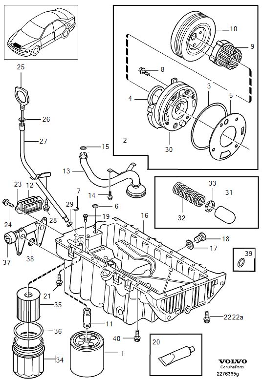 Diagram Lubricating system for your Volvo S40  