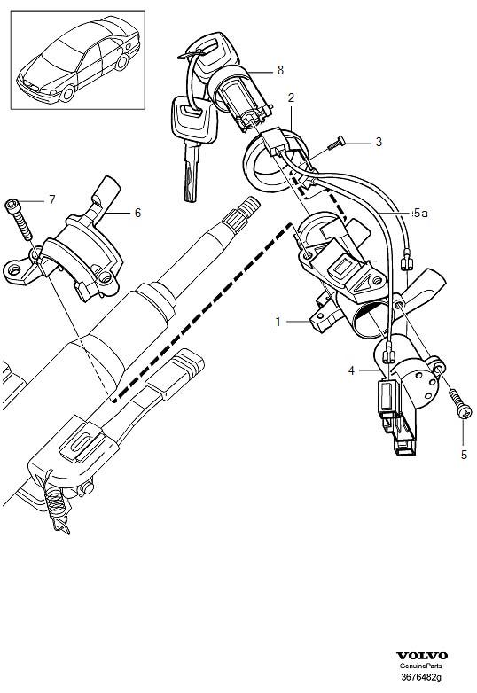 Diagram Column and starter lock for your Volvo S40  