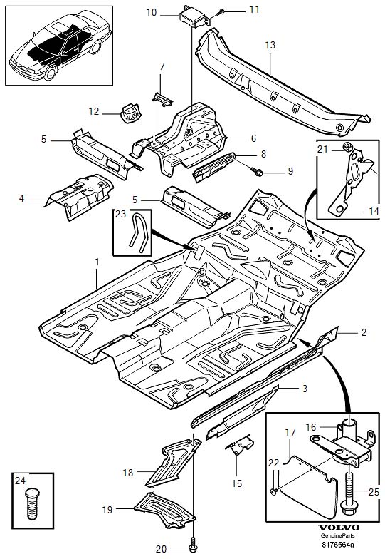 Diagram Front floor section for your Volvo S60 Cross Country  