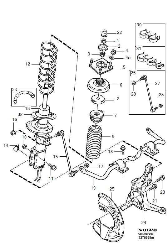 Diagram Front spring suspension for your 2000 Volvo V70   