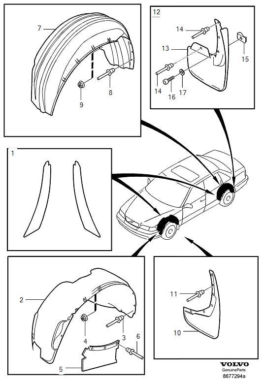 Diagram Mudflaps for your 2005 Volvo V70   