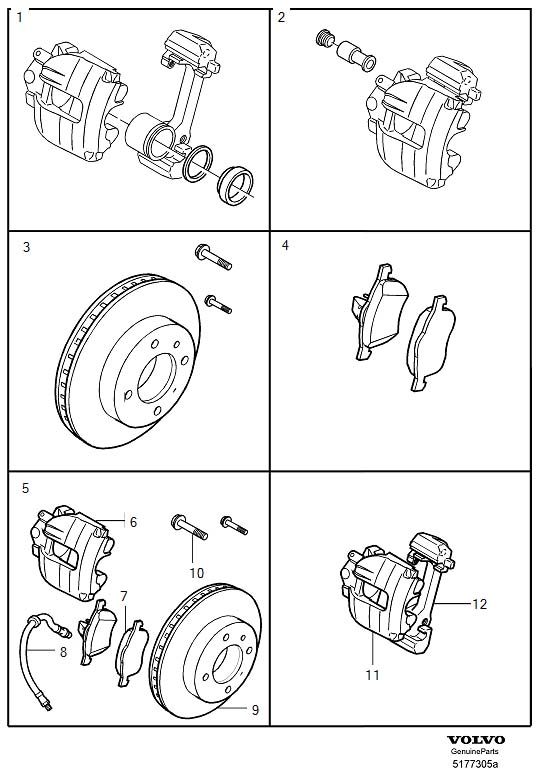 Diagram Front wheel brake for your 1998 Volvo V70   