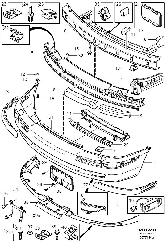 Diagram Front bumper for your Volvo S60 Cross Country  