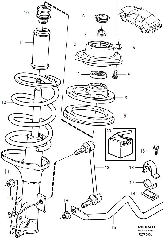 Diagram Front spring suspension for your Volvo