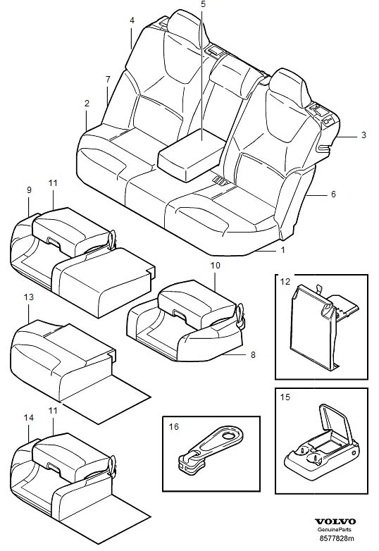 Full size assembly image of Upholstery, upholstery rear seat (1/7)