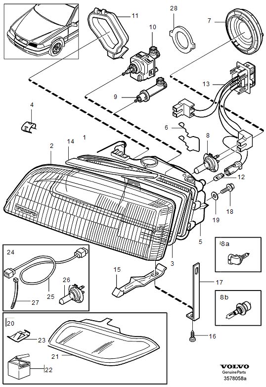 Diagram Headlamps, Headlights for your 1999 Volvo V70   