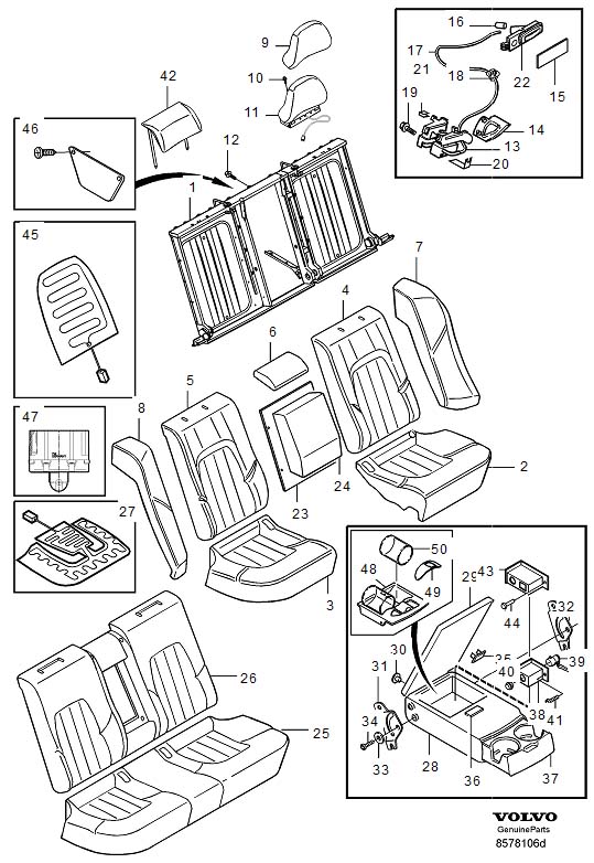 Diagram Rear seat for your 2001 Volvo S80   