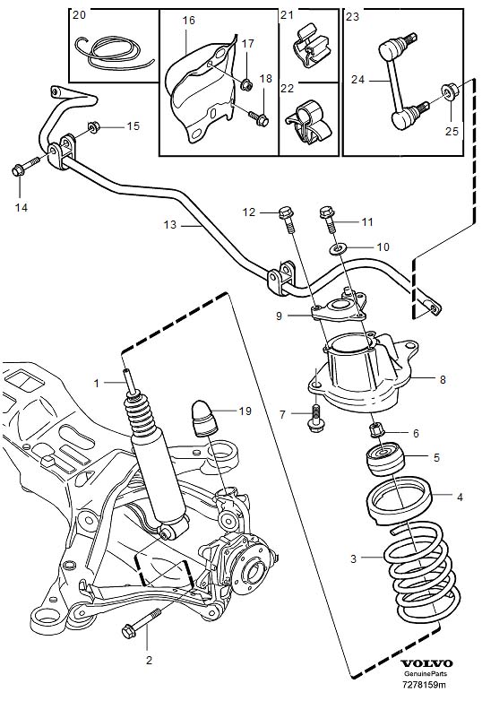 Diagram Rear suspension for your Volvo V70  
