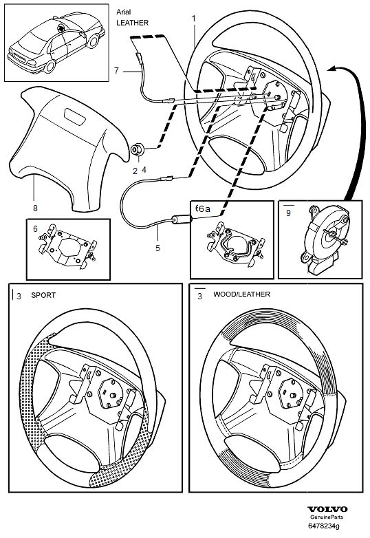 Diagram Steering wheel for your 1999 Volvo V70   