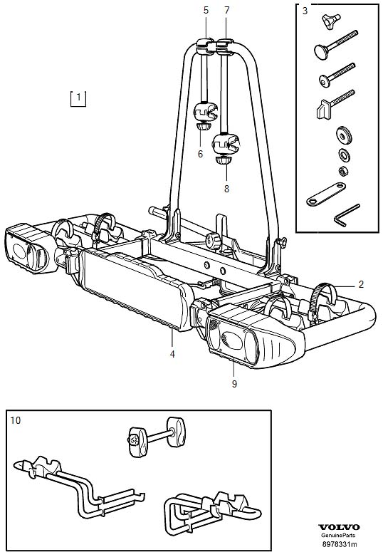 Diagram Bicycle holder for your Volvo C70  
