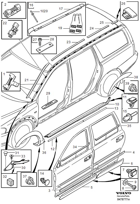 Diagram Trim mouldings for your 2014 Volvo XC60   
