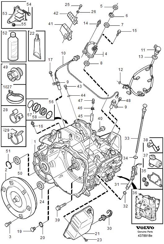 Diagram Gearbox, automatic, transmission, automatic for your 2007 Volvo S40   