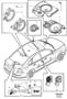 Diagram Loudspeaker Factory-fitted Standard Sound System. High Performance Sound System. Premium Sound System. for your 2023 Volvo XC90
